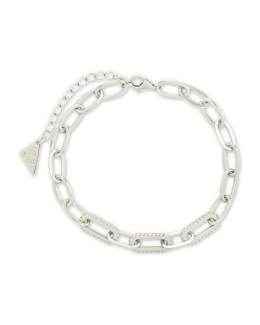 Sterling Silver Hallie CZ Paperclip Chain Bracelet Silver