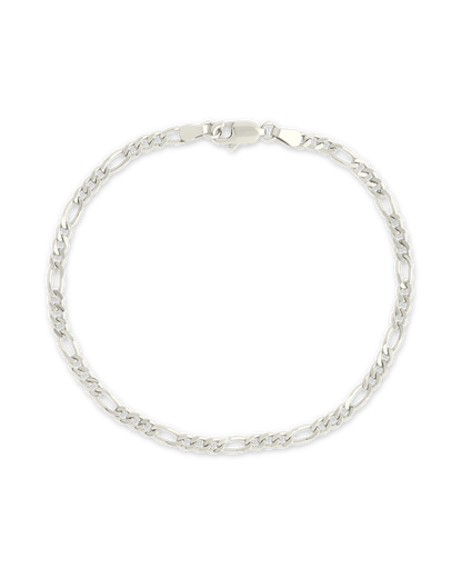 Sterling Silver Figaro Chain Bracelet Silver