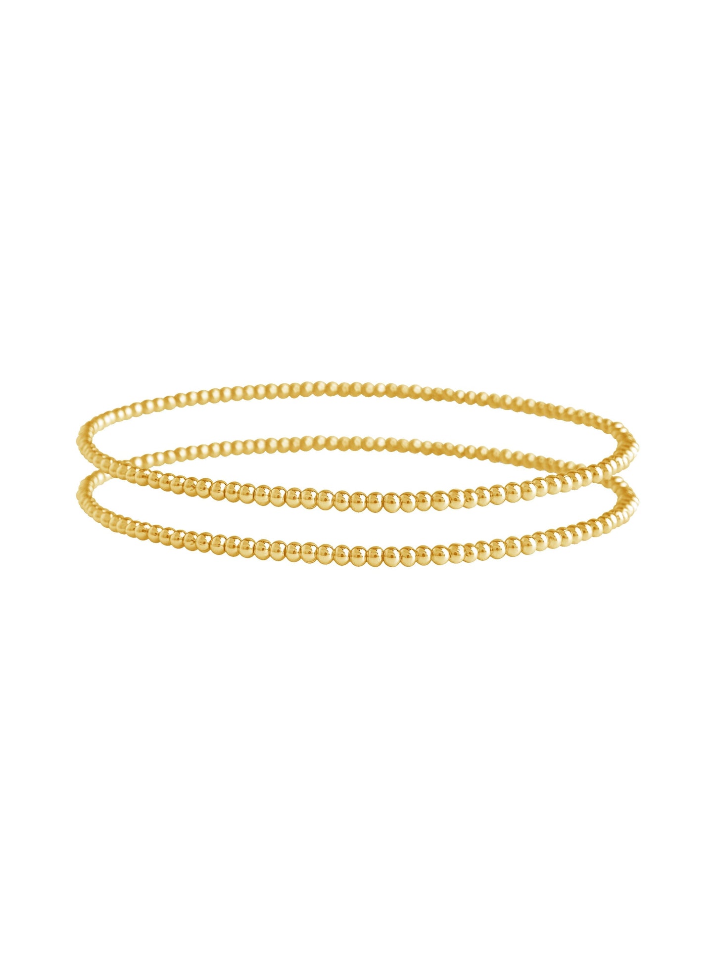 Sterling Silver Beaded Stretch Bracelet Sets Gold 2 Pc Set: 2mm 2mm