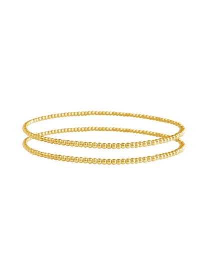 Sterling Silver Beaded Stretch Bracelet Sets Gold 2 Pc Set: 2mm 2mm