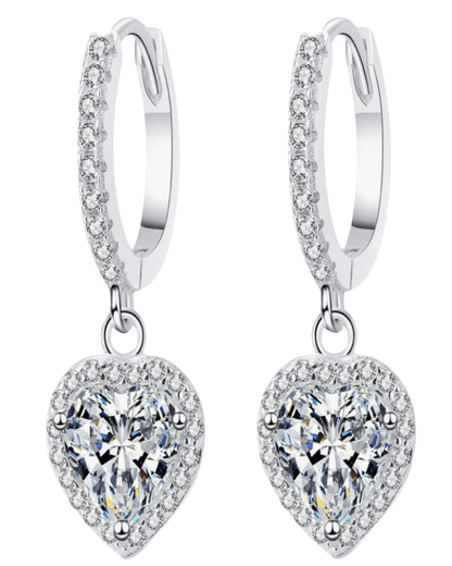 Best Trending Trendy Heart Diamond Drop Earrings Jewelry Gift on Sale for Women, Lady, Mother, Wife