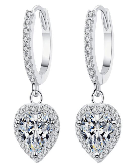 Best Trending Trendy Heart Diamond Drop Earrings Jewelry Gift on Sale for Women, Lady, Mother, Wife