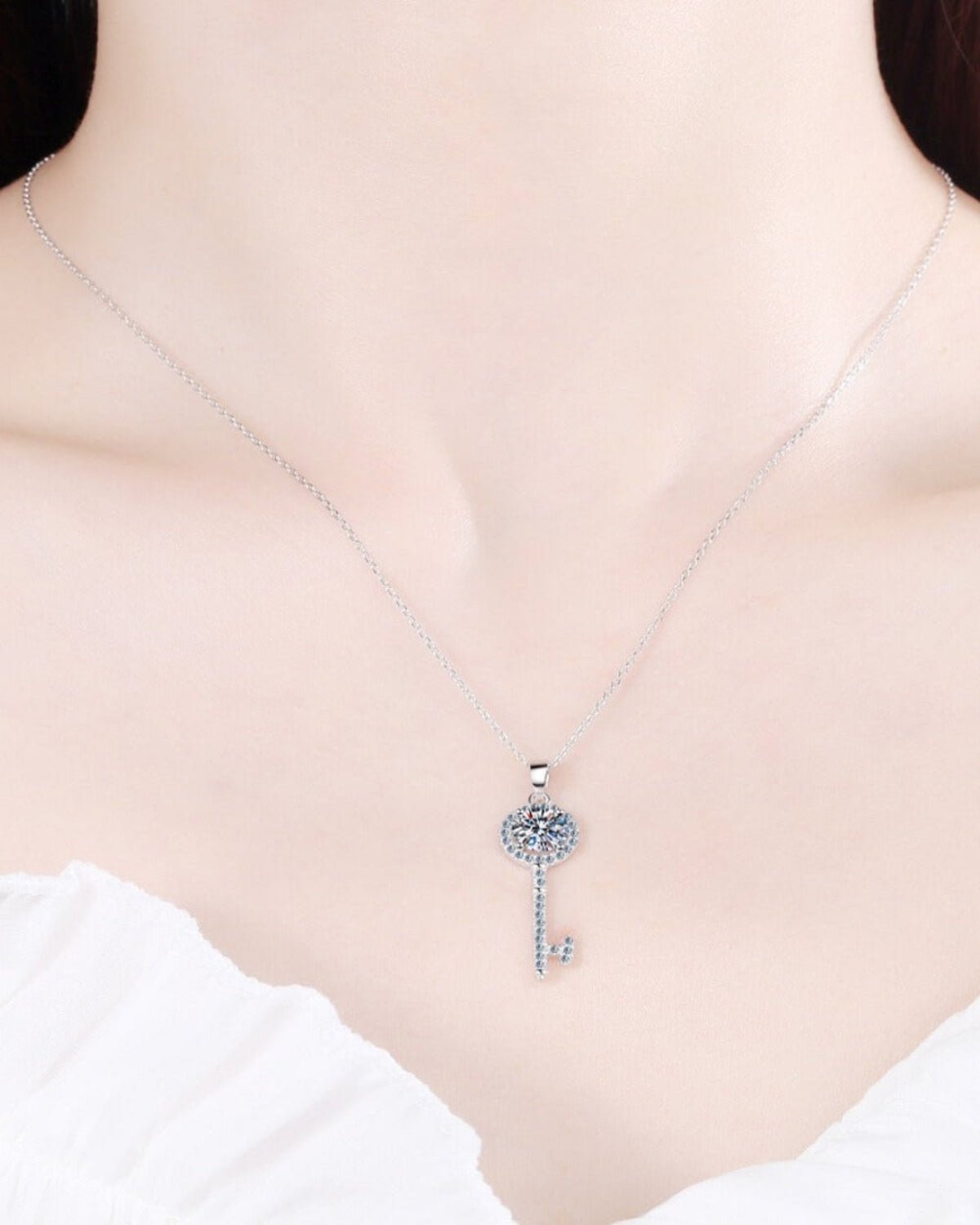 Diamond Pendant Necklace Bracelet Jewelry Bundle Set - Key