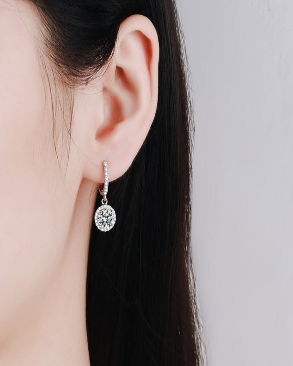 Diamond Pendant Necklace + Diamond Drop Earrings Jewelry Bundle Set - Perfect Round
