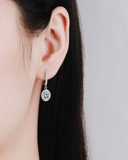 Diamond Pendant Necklace + Diamond Drop Earrings Jewelry Bundle Set - Perfect Round