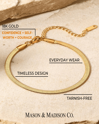 Best Trending Trendy Gold Herringbone Chain Necklace Bracelet Bundle Set Jewelry Gift on Sale for Women, Lady, Mother, Wife