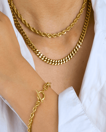 Best Trending Trendy Gold Cable Chain + Rope Chain Necklace Stack Bundle Jewelry Gift on Sale for Women, Lady, Mother, Wife