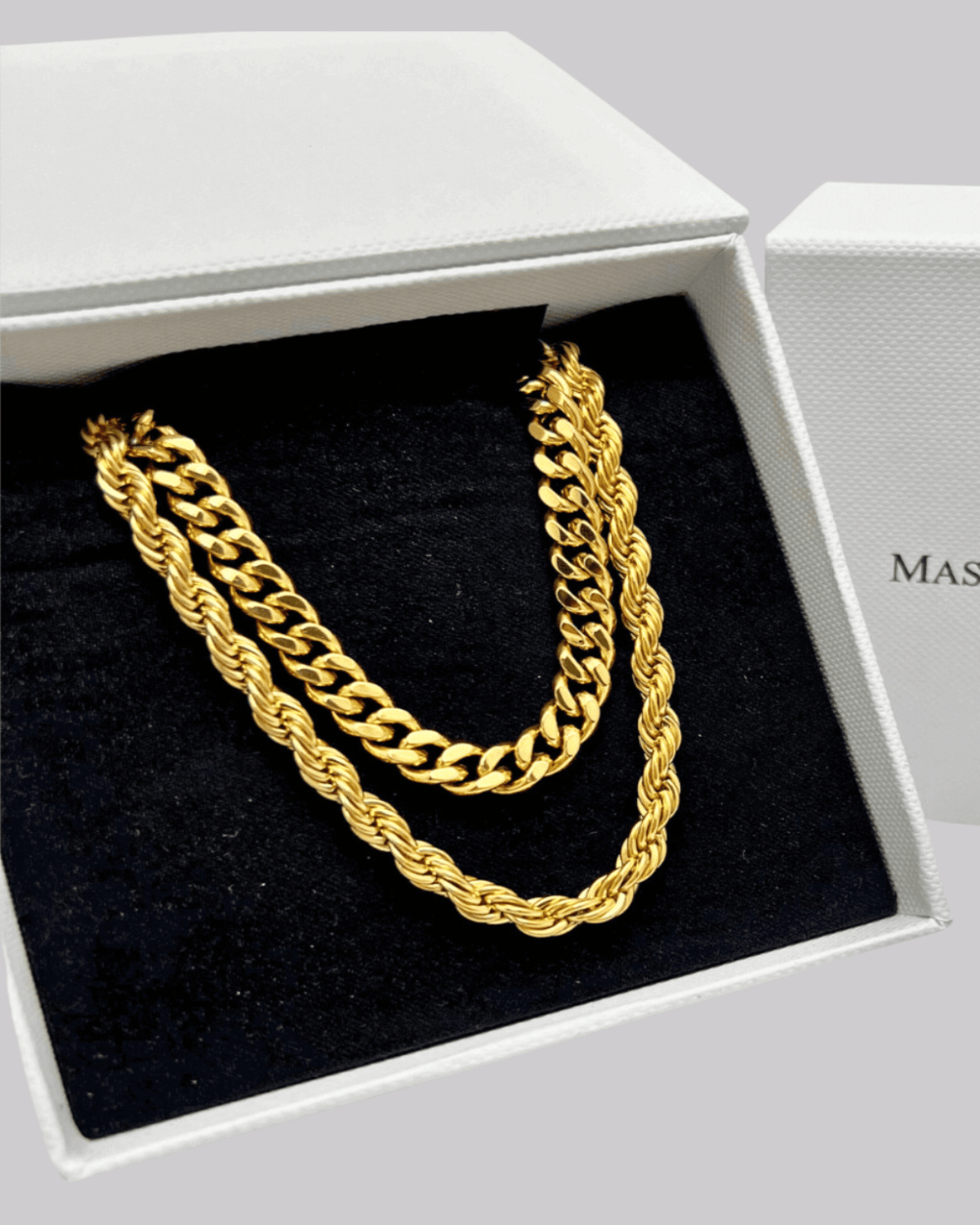 Best Trending Trendy Gold Cable Chain + Rope Chain Necklace Stack Bundle Jewelry Gift on Sale for Women, Lady, Mother, Wife 18K Yellow Gold