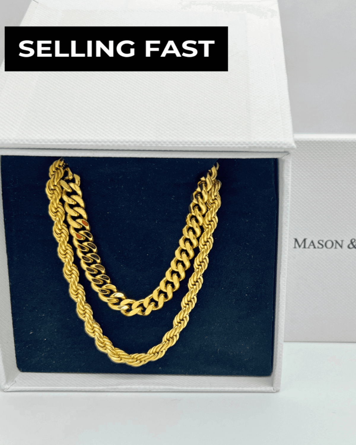 Best Trending Trendy Gold Cable Chain + Rope Chain Necklace Stack Bundle Jewelry Gift on Sale for Women, Lady, Mother, Wife
