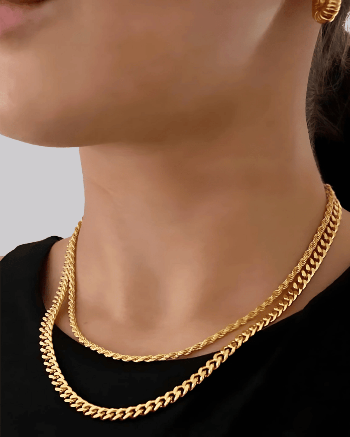 Best Trending Trendy Gold Cable Chain + Rope Chain Necklace Stack Bundle Jewelry Gift on Sale for Women, Lady, Mother, Wife