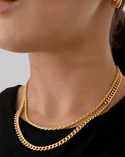 Best Trending Trendy Gold Cable Chain + Rope Chain Necklace Stack Bundle Jewelry Gift on Sale for Women, Lady, Mother, Wife