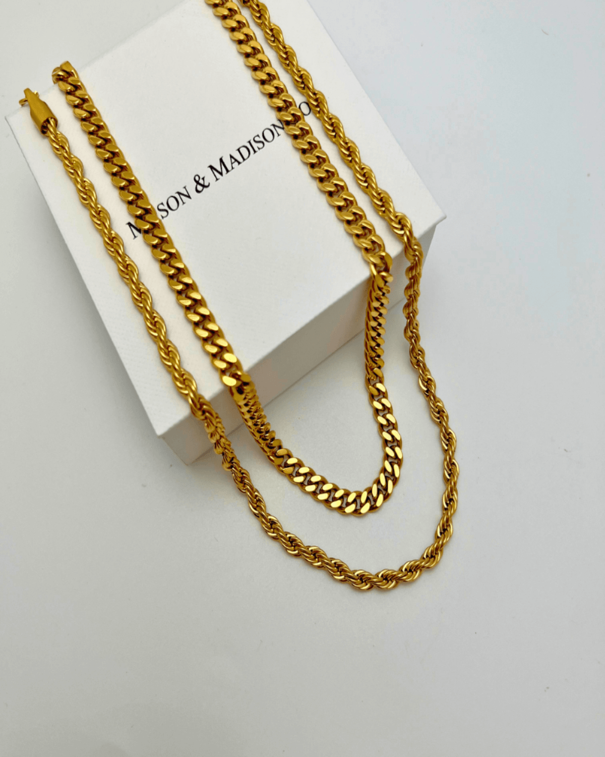 Best Trending Trendy Gold Cable Chain + Rope Chain Necklace Stack Bundle Jewelry Gift on Sale for Women, Lady, Mother, Wife