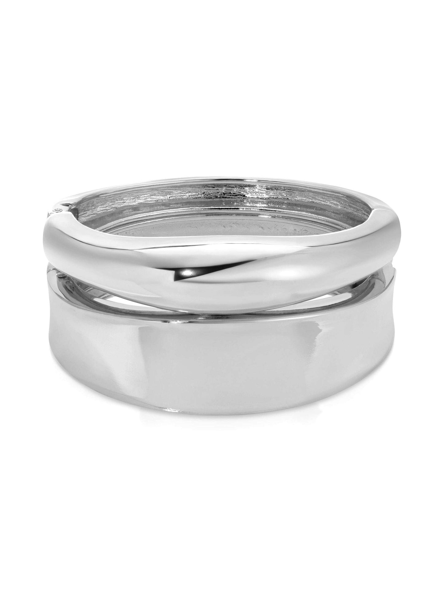Double Golden Bangle Set Silver Plated One Size