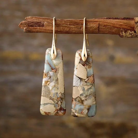 Copper Natural Stone Earrings Yellow Gold One Size