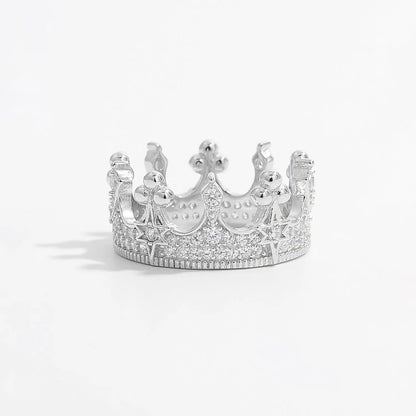 Crown Shape Zircon 925 Sterling Silver Ring Silver