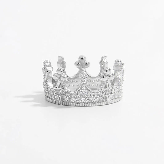 Crown Shape Zircon 925 Sterling Silver Ring Silver