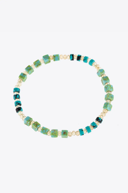 Crystal & Natural Stone Bracelet Light Green One Size