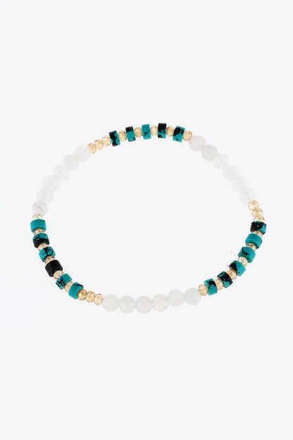 Crystal & Natural Stone Bracelet Teal One Size