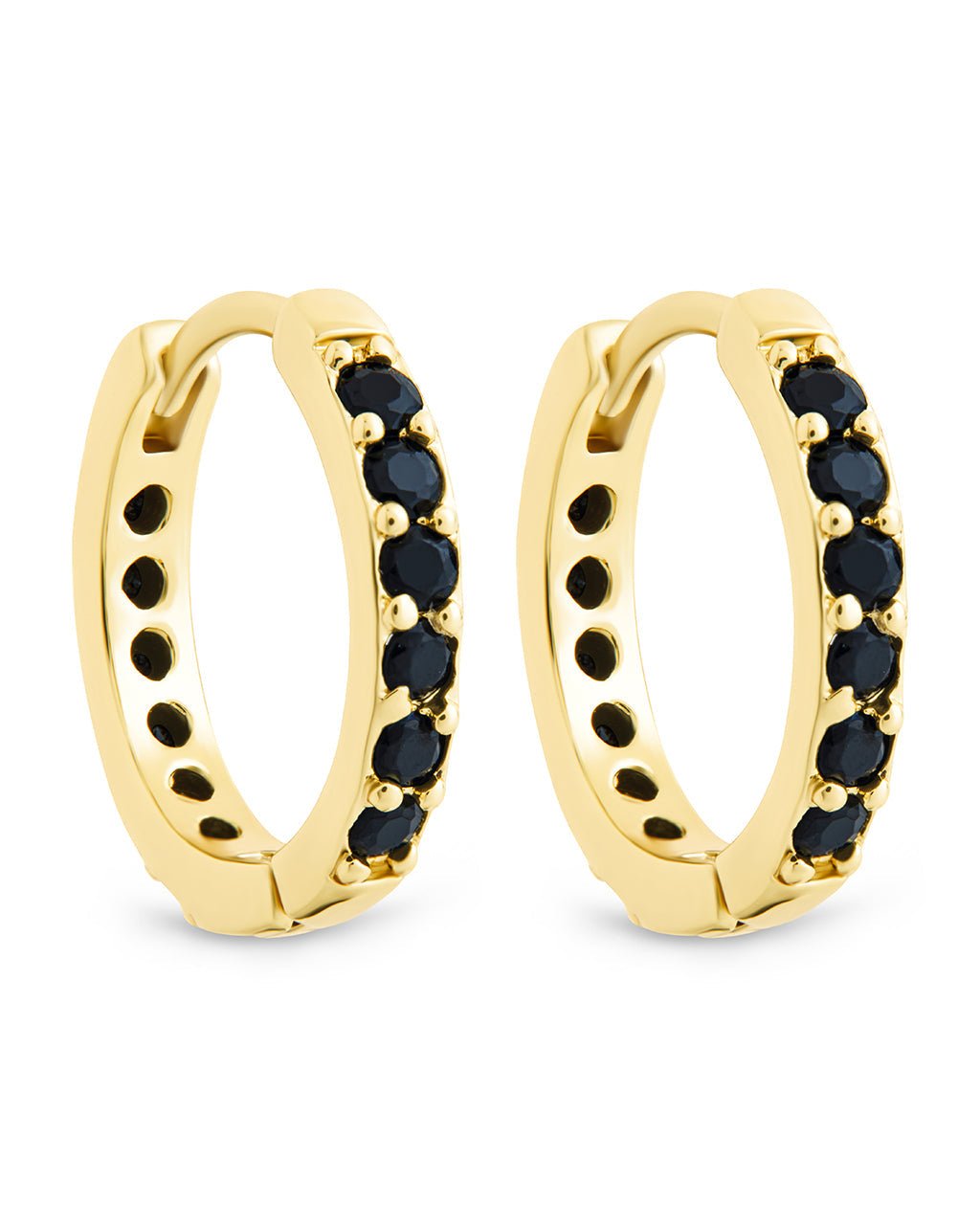 Zadie CZ Everyday Hoop Earrings Gold Black