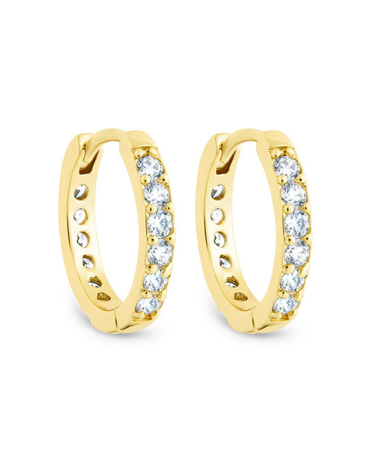 Zadie CZ Everyday Hoop Earrings Gold White