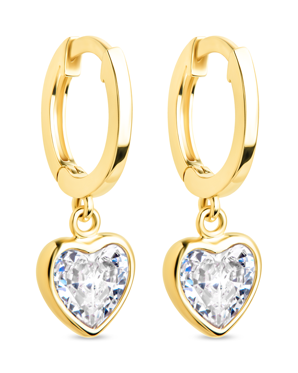 Sterling Silver Lizzy CZ Heart Drop Earrings Gold