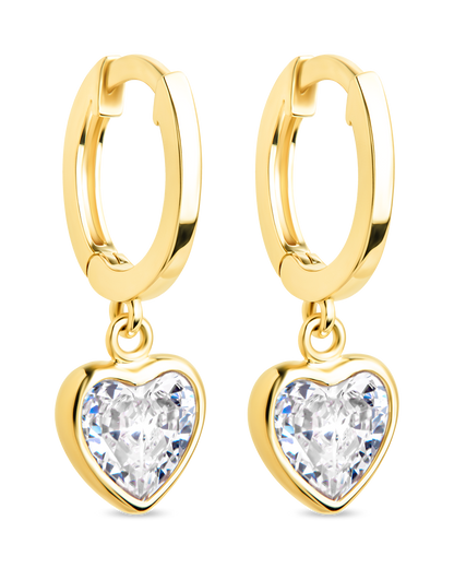 Sterling Silver Lizzy CZ Heart Drop Earrings Gold