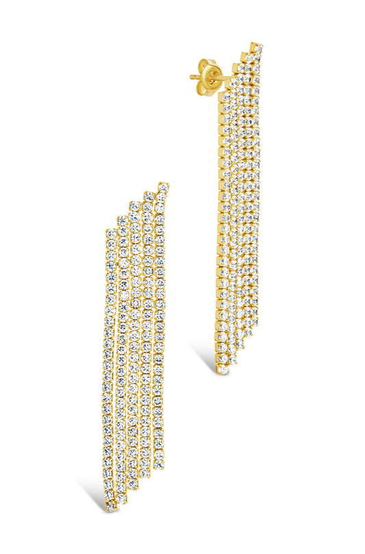 Clara CZ Dangle Stud Earrings Gold