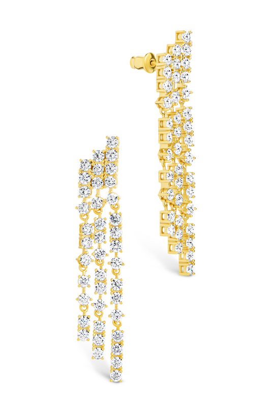 Linda CZ Dangle Stud Earrings Gold