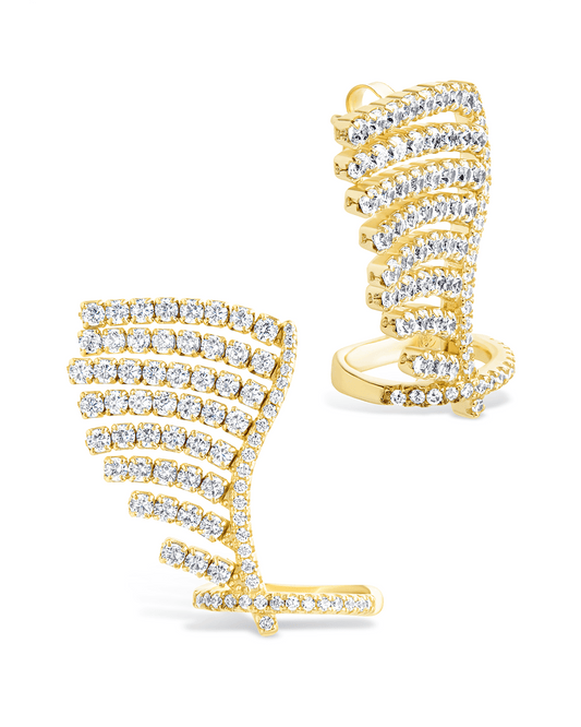 Addison CZ Fan stud Earrings Gold