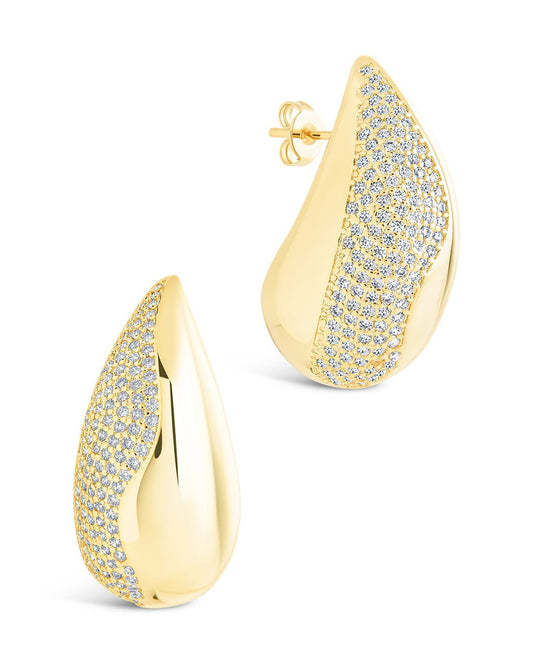 Rhodes CZ Drop Statement Studs Gold
