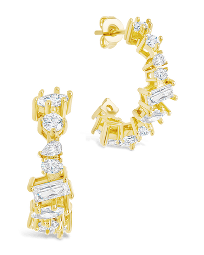Keziah Geo Cut CZ Hoops Gold