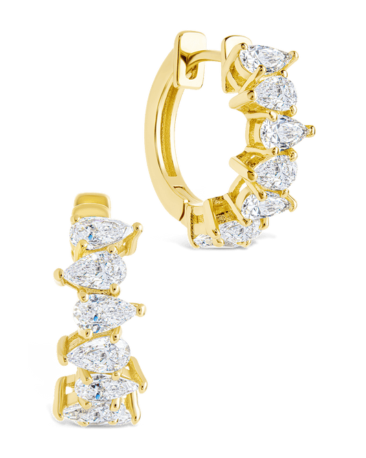 Carina Pear Cut CZ Hoops Gold