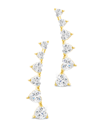 Sterling Silver Jillian CZ Heart Crawler Studs