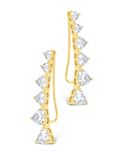 Sterling Silver Jillian CZ Heart Crawler Studs
