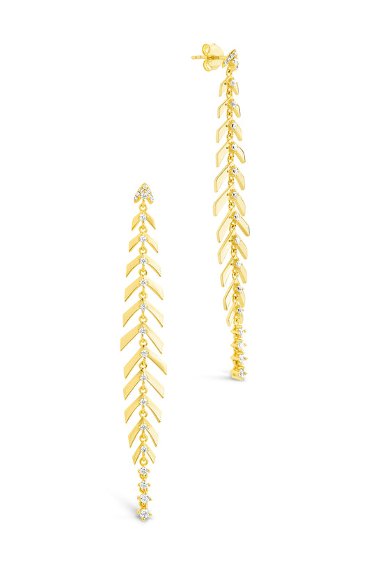 Gemma CZ Studded Dangle Earrings Gold