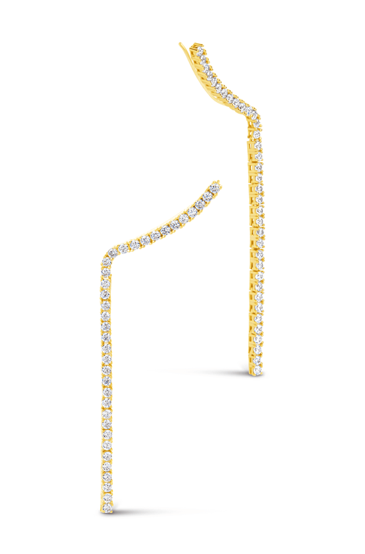Arwen CZ Crawler Dangle Stud Earrings Gold