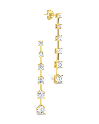 Sterling Silver Rue CZ Drop Earrings Gold