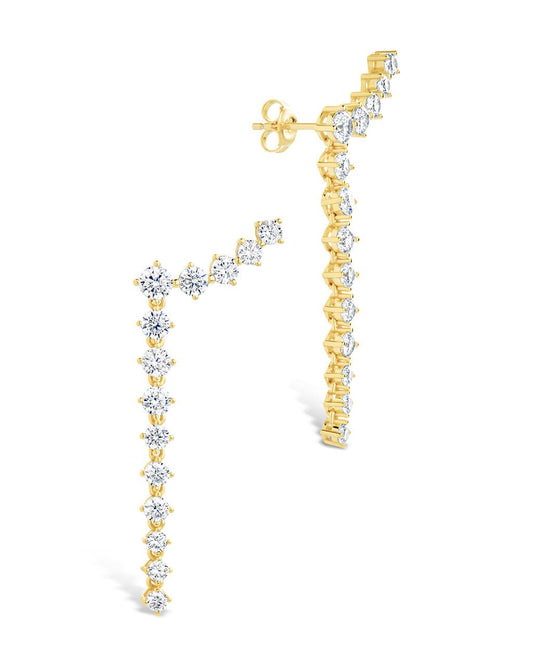 Sterling Silver Ziggy CZ Crawler Stud Earrings Gold