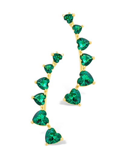Sterling Silver Jillian CZ Heart Crawler Studs