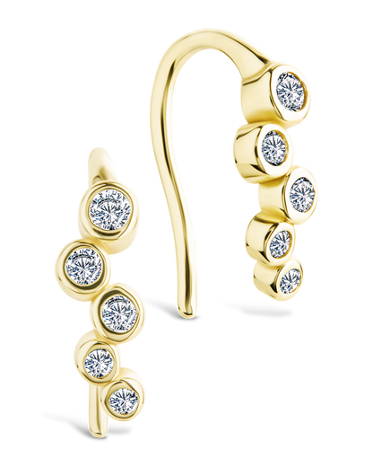 Sterling Silver Talia CZ Bezel Crawler Earrings Gold