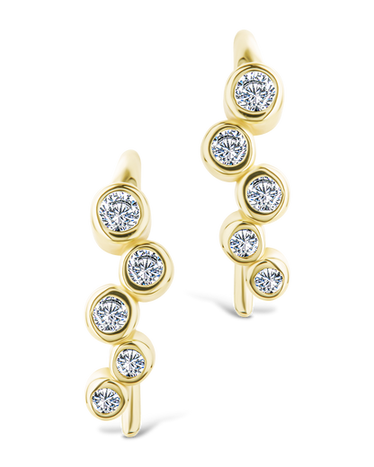 Sterling Silver Talia CZ Bezel Crawler Earrings