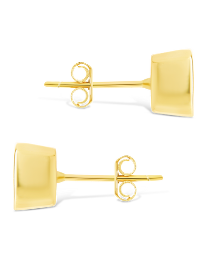 Sterling Silver Cushion Cut Bezel Set Stud Earrings