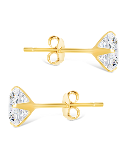 Sterling Silver Cushion Cut Prong Set Stud Earrings