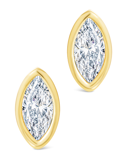 Sterling Silver Marquise Cut Bezel Set Stud Earrings