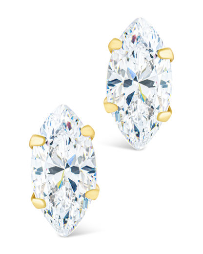Sterling Silver Marquise Cut Prong Set Stud Earrings