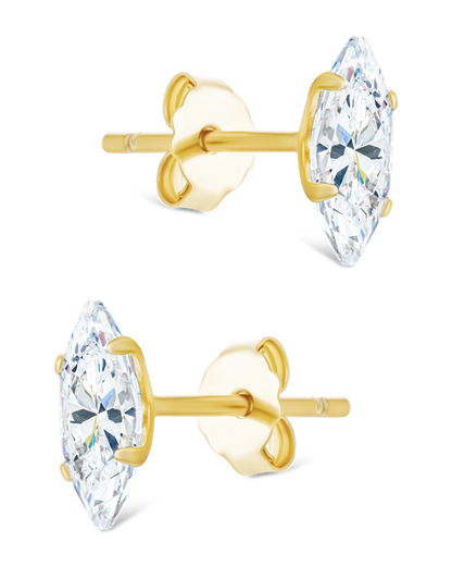 Sterling Silver Marquise Cut Prong Set Stud Earrings
