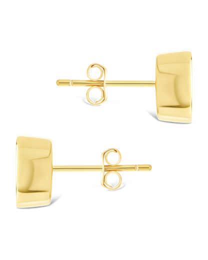 Sterling Silver Oval Cut Bezel Set Stud Earrings