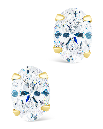 Sterling Silver Oval Cut Prong Set Stud Earrings