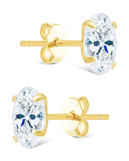 Sterling Silver Oval Cut Prong Set Stud Earrings