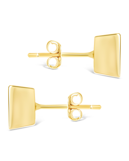 Sterling Silver Princess Cut Bezel Set Stud Earrings